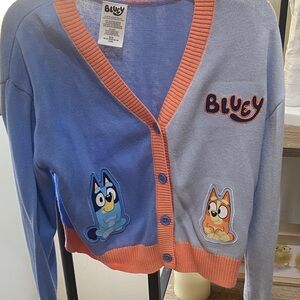 Bluey Cartoon Patch Cardigan - Lavender & Coral